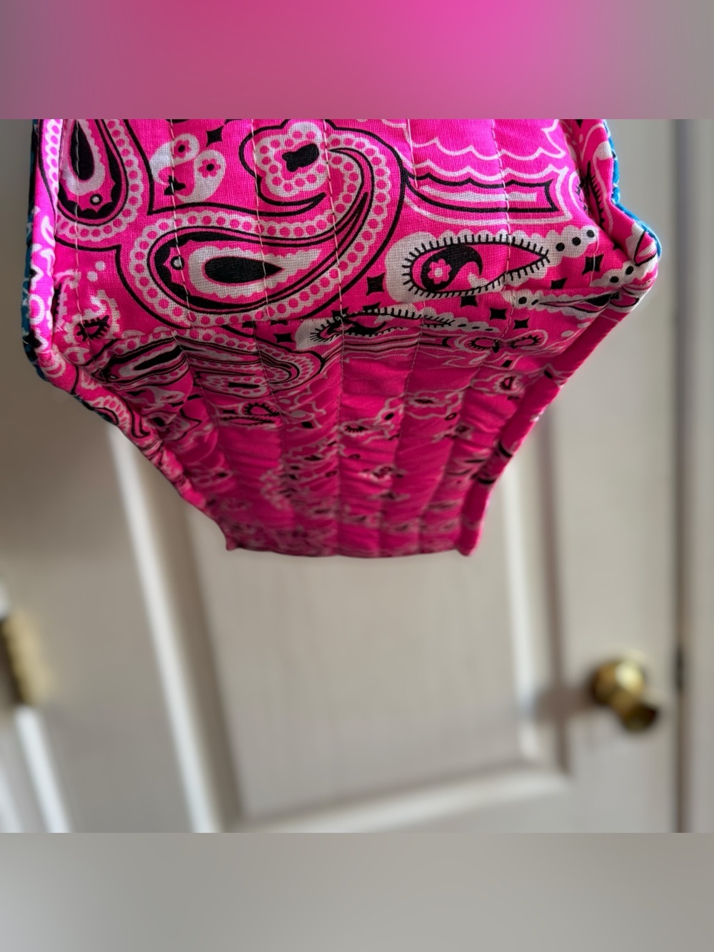 WHERE DID YOU GET THAT BAG Handmade Quilted Bandana Bag Turquoise & Pink - Picture 12 of 16